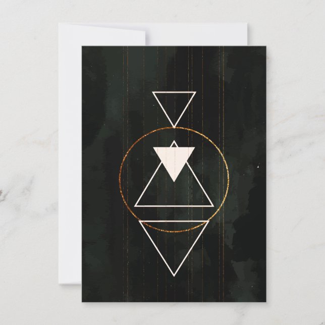 Invitation Géométrie sacrée Boho élégante Cercles Triangles O (Devant)