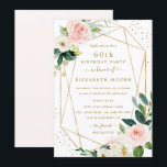 Invitation géométrique Blush Gold Floral 60e anniv<br><div class="desc">Invitations d'anniversaire florales plus modernes dans le Little Bayleigh Store!</div>