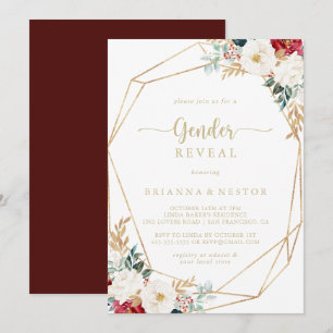 Invitation Géométrique Classic Gold Floral Genre Revevela Par