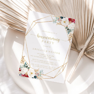 Invitation Géométrique Classic Gold Floral Houseécher Party