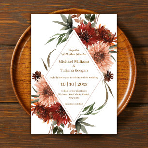 Invitation Géométrique Diamant Terre Cuite Automne Floral Mar