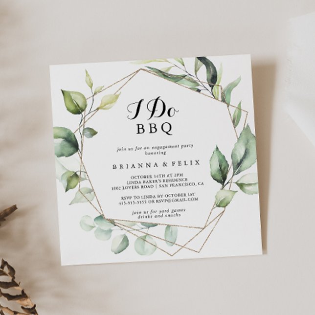 Invitation Géométrique Elegant Gold I Do BBQ Engagement Party (Créateur téléchargé)