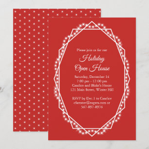 Invitation Géométrique Fête Étincelle Open House Rouge