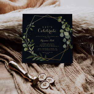 Invitation Géométrique Gold Blue Green Fêtons la fête