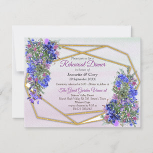 Invitation Géométrique Gold & Lavender FlowersThème