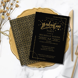 Invitation Géométrique Gold sur Black ID508