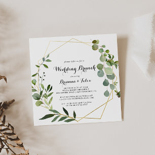 Invitation Géométrique Gold Tropical Calligraphie Mariage Bru