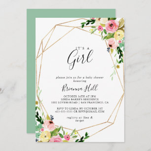 Invitation Géométrique Gold Tropical C'est un Baby shower fém