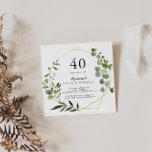 Invitation Géométrique Gold Tropical Green 40e fête d'anniver<br><div class="desc">Cette invitation de fête de 40e anniversaire en or tropical géométrique est parfaite pour une simple fête d'anniversaire. Le design présente de beaux feuilles verts peints à la main,  ornant un cadre géométrique doré.</div>