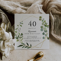 Géométrique Gold Tropical Green 40e fête d'anniver