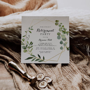 Invitation Géométrique Gold Tropical Green Retraite Party