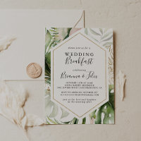 Géométrique Gold Tropical Greenery Mariage Petit d