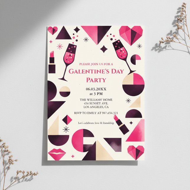Invitation géométrique moderne pour la Galentine (Créateur téléchargé)