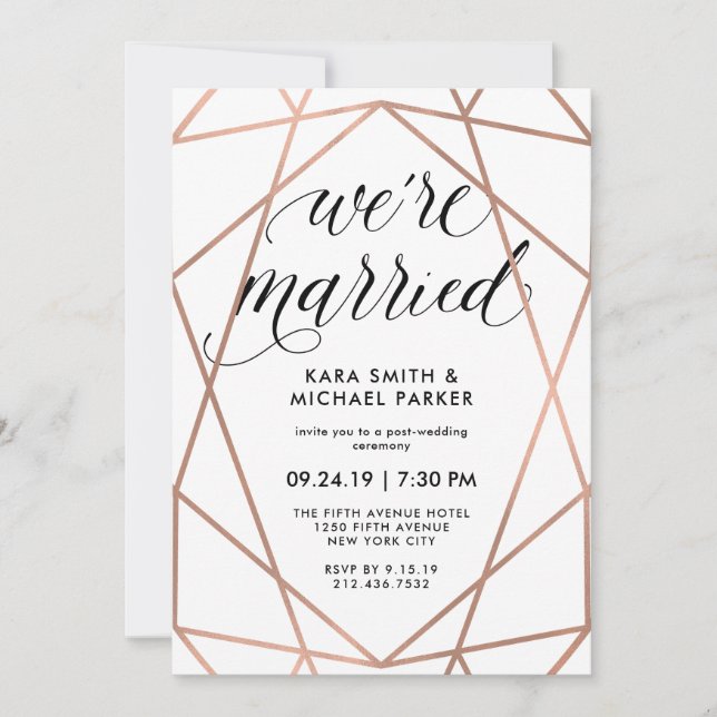 Invitation Géométrique Nous sommes mariés | Fête de mariage (Devant)
