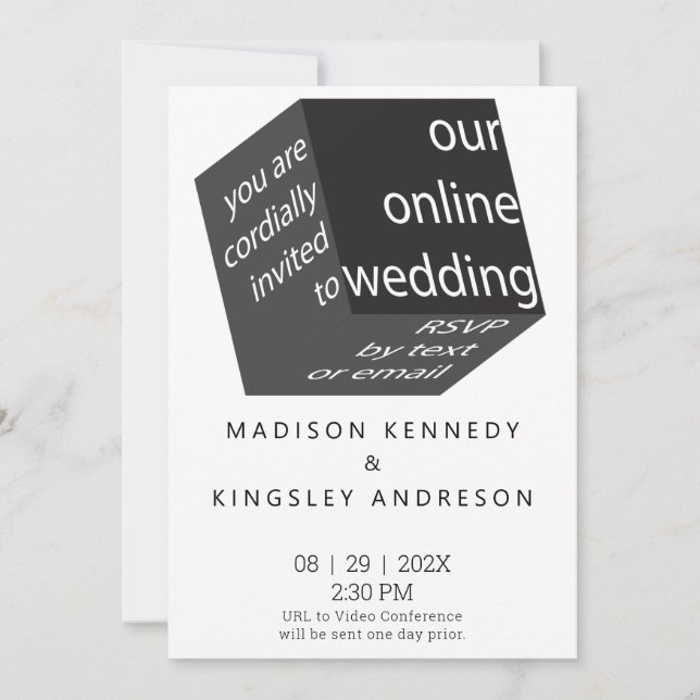 Invitation Géométrique Nouveau Haut Tech Épique Cube Noir EN  (Devant)