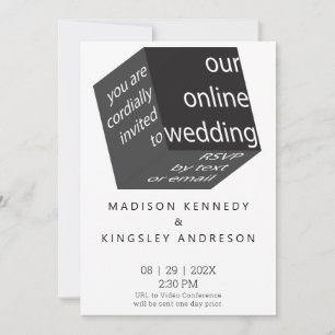 Invitation Géométrique Nouveau Haut Tech Épique Cube Noir EN 