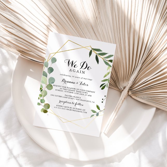 Invitation Géométrique Or Tropical Nous Réagissons Vow Renouv (Créateur téléchargé)