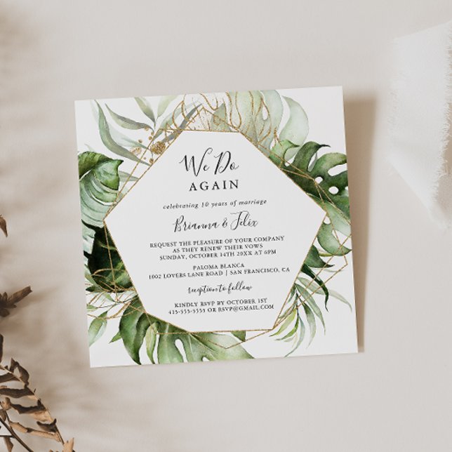 Invitation Géométrique Or Tropical Nous Réagissons Vow Renouv (Créateur téléchargé)