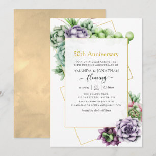 Invitation Géométrique succulent 50e anniversaire de mariage