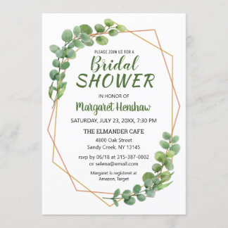 Invitation Géométrique Verdure Eucalyptus Fête des mariées mo