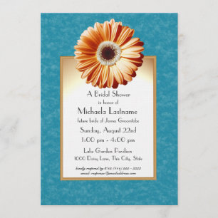 Invitation Gerbera Daisy Bleu et orange