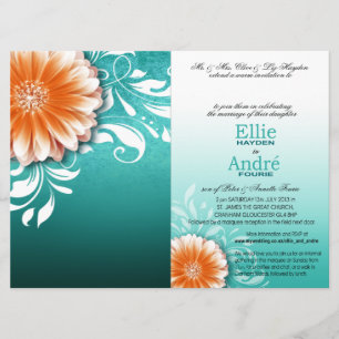 Invitation Gerbera Daisy Couverture de poche orange Aqua
