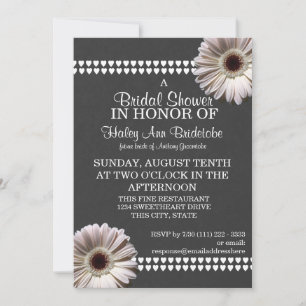 Invitation Gerbera Daisy et Slate Grey Fête des mariées