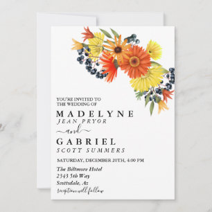 Invitation Gerbera Daisy Mariage Bouquet Floral