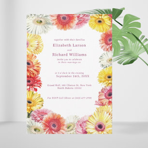 Invitation Gerbera Floral coloré Mariage d'aquarelle