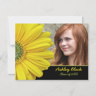 Invitation Gerbera Jaune Fleur de marguerite Photo Graduation