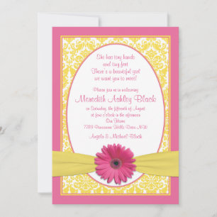 Invitation Gerbera Jaune Rose Marguerite Sip N Voir Baby show