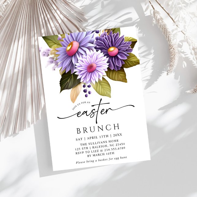 Invitation Gerbera Lilac Floral Brunch de Pâques (Créateur téléchargé)