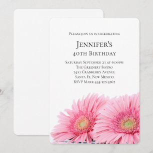 Invitation Gerbera Rose Daisies Élégante Photo Anniversaire