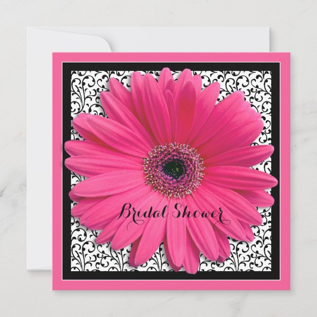Invitation Gerbera Rose Daisy Black Bridal Showeuse Invitatio (Devant)