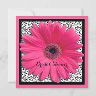 Invitation Gerbera Rose Daisy Black Bridal Showeuse Invitatio