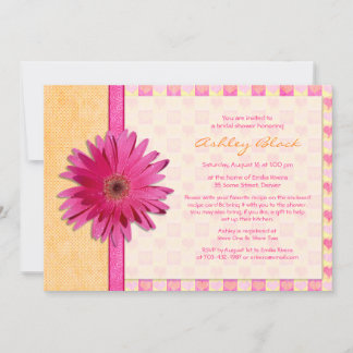 Invitation Gerbera Rose Daisy Orange Bridal Showboat Invitati