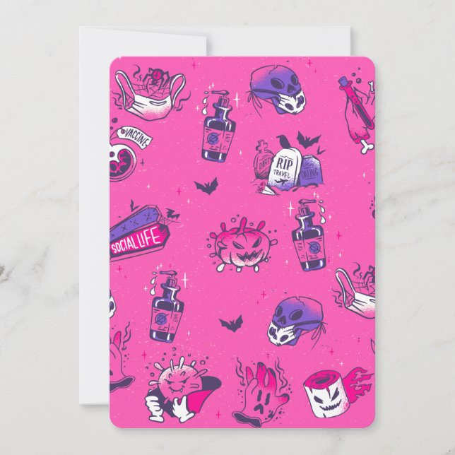 Invitation germes de covid rose halloween effrayant (Devant)