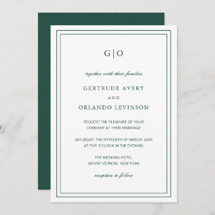Invitation Gertude Emerald Green Classic Mariage élégant