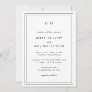 Invitation Gertude Emerald Green Classic Mariage élégant