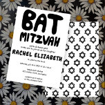 Invitation Gestion super Bat mitzvah personnalisé Étoiles en<br><div class="desc">Carte parfaite pour annoncer un bat mitzvah ! L'art à la main pour vous avec le lettrage à l'avant et un motif à l'arrière ! ENTIÈREMENT PERSONNALISABLE ! Cliquez sur "Personnaliser" ci-dessus pour modifier le texte. Cliquez sur "modifier à l'aide de l'outil de conception" pour ajuster les polices, les couleurs...</div>