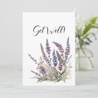 Invitation Get Well Lavender Flowers Watercolor Art