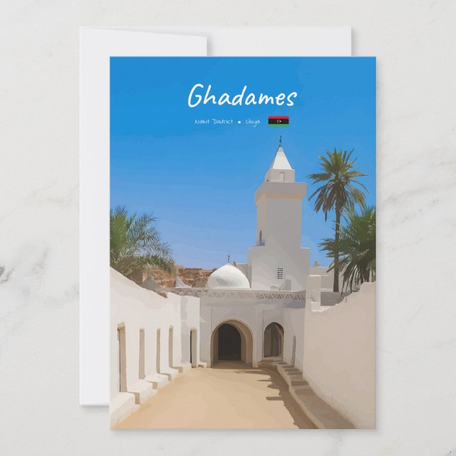 Invitation Ghadames, Libye - Mosquée Blanche (Devant)