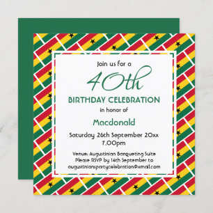 Invitation GHANA DRAPEAU Personnalisé Fête d'anniversaire