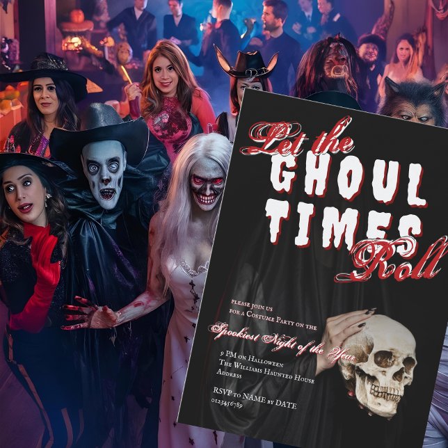 Invitation Ghoost Halloween Skeleton Costume Partie Skull (Ghostly Halloween Skeleton Costume Adult Party Skull Invitation)