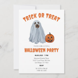 Invitation Ghost Dog Halloween Tricoter ou Treat Party