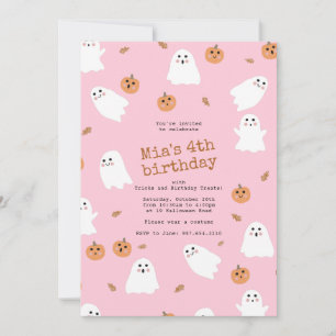 Invitation Ghost et Citrouille Pink Halloween fête d'annivers