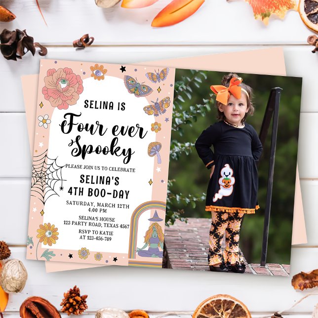 Invitation Ghost Halloween Quatre Ever Éffrayant 4ème anniver (Créateur téléchargé)