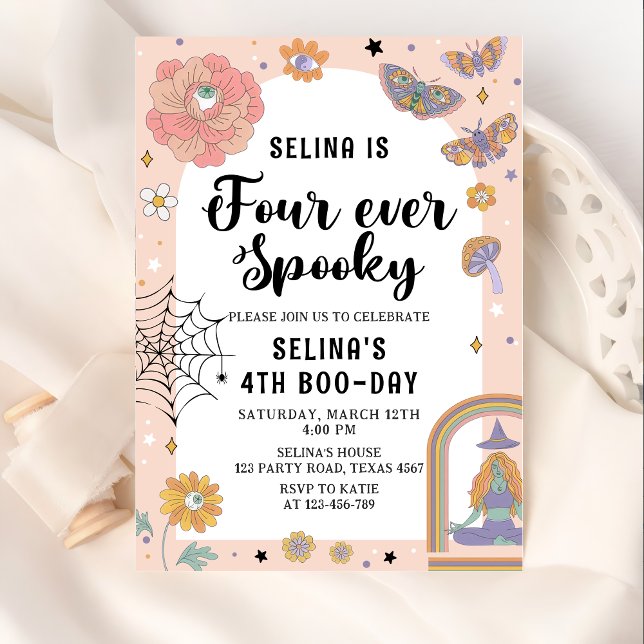 Invitation Ghost Halloween Quatre Ever Éffrayant 4ème anniver (Créateur téléchargé)