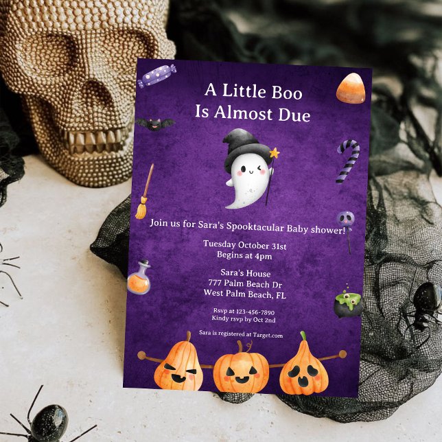 Invitation Ghost Little Boo Presque due Halloween Baby shower (Créateur téléchargé)
