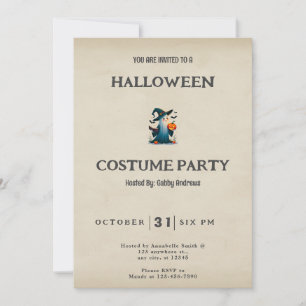 Invitation Ghost Witches Casquette Book Tome Halloween Vintag